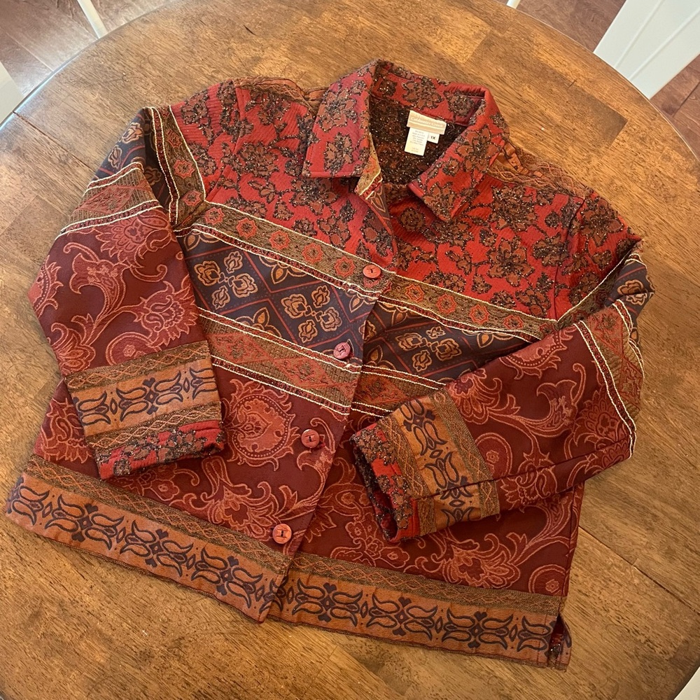 Vintage Style Red and Brown paisley Patterned Jacket blazer
